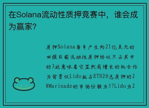 在Solana流动性质押竞赛中，谁会成为赢家？